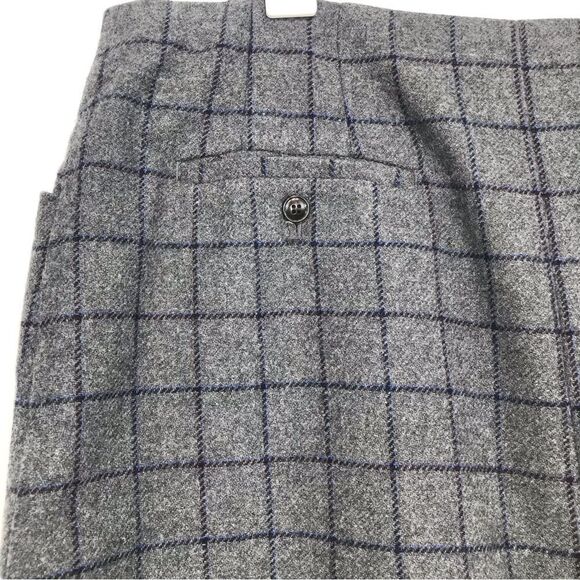 Madewell Gray Wool Navy Blue Windowpane Grid Patch Pocket Button Mini Skirt - Picture 11 of 16